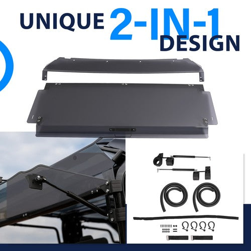 Solid Spare Rear Smoke Windshield For Honda Pioneer 1000-5 2016+ 2017 18 UTV w/ install kit