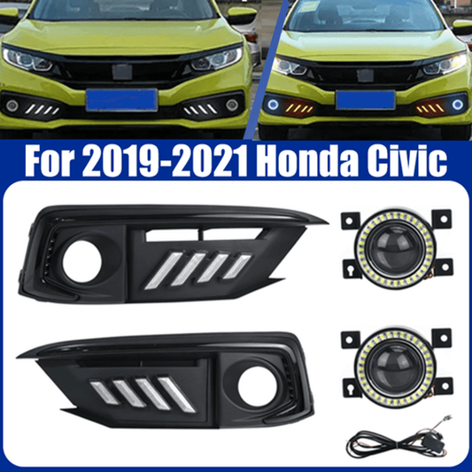 Solid Spare Pair LED DRL Daytime Turn Signal Fog Light Lamp Covers Fit 2019-2021 Honda Civic
