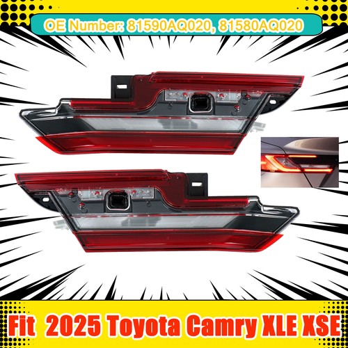 For 2025 Toyota Camry XLE XSE LED Tail Light Lamp Passenger+Driver Side Inner