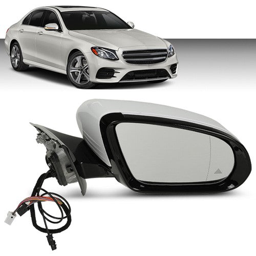 Solid Spare Fit For 16-2020 Mercedes Benz W213 E Class White Right Side Mirror w/ Blind Spot