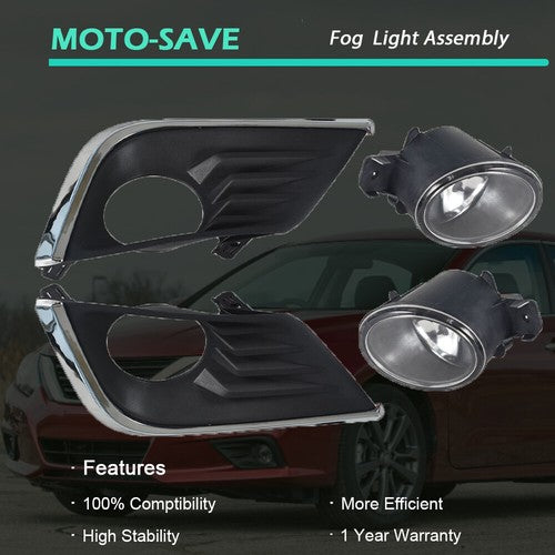 Solid Spare Chrome Fog Lamps Assembly w/3000K Halogen Bulbs For Nissan Altima SR 2.5L 16-18