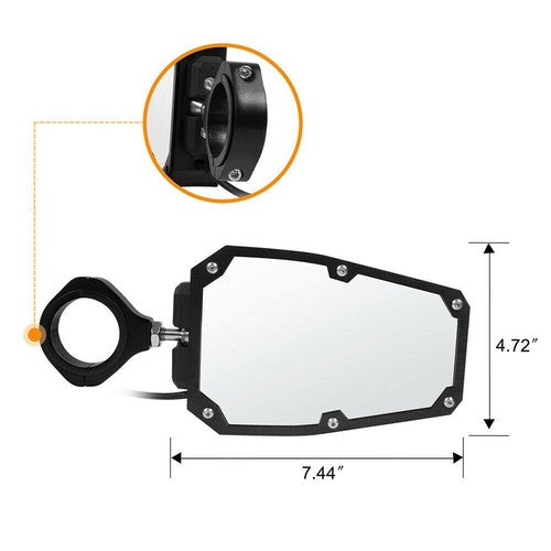 Solid Spare UTV Rear View Side Mirrors W/ LED Spot Lights For Polaris RZR 900 1000