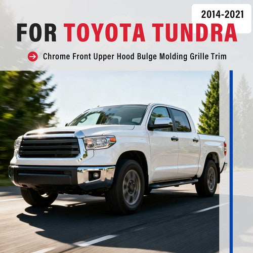 Solid Spare Chrome Front Upper Hood Bulge Molding Grille Trim For Toyota Tundra 2014-2021