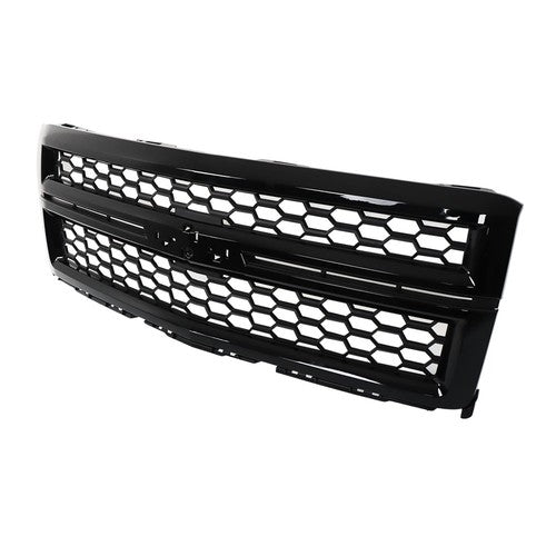 Solid Spare Black Plastic For Chevrolet Silverado 1500 2014-2015 Front Upper Grille Gloss