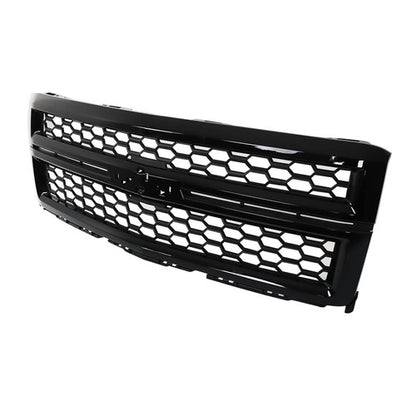 Solid Spare Black Plastic For Chevrolet Silverado 1500 2014-2015 Front Upper Grille Gloss