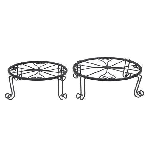 Solid Spare 2 Pack 10" 12" Rustproof Black Metal Plant Stands Flower Planter Pot Stand Round