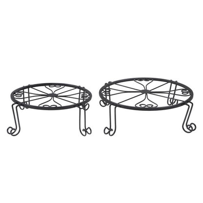 Solid Spare 2 Pack 10" 12" Rustproof Black Metal Plant Stands Flower Planter Pot Stand Round