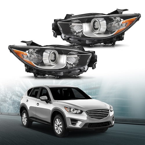 Solid Spare Pair Headlights Clear Lens Fit For 2013-2016 Mazda CX-5 Halogen Headlamps L+R