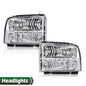 Solid Spare Fit For 05-07 F250 F350 F450 F550 Super Duty Clear Chrome LED DRL Headlights