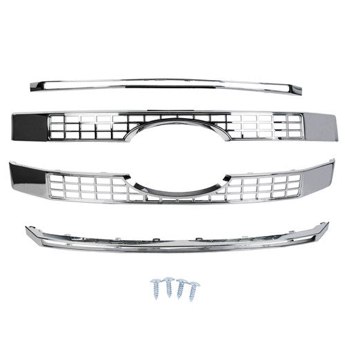 Solid Spare For 17-19 Ford F250 F350 F450 Super Duty Chrome Grille Full Overlay Cover Trim