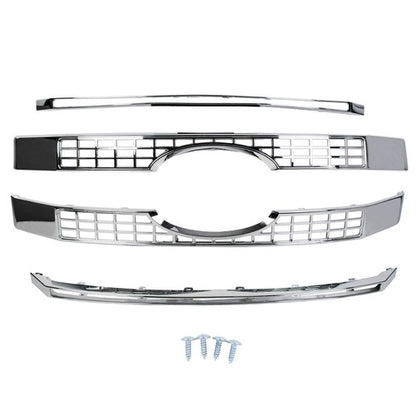 Solid Spare For 17-19 Ford F250 F350 F450 Super Duty Chrome Grille Full Overlay Cover Trim