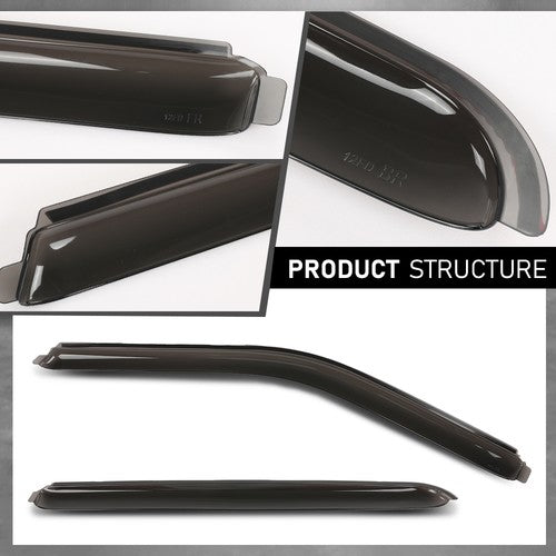 Solid Spare Fit For 15-24 Ford F150 SuperCrew Window Visor In Channel Rain Guards Vent Shade
