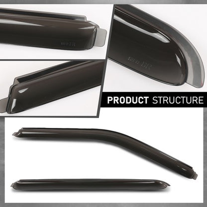 Solid Spare Fit For 15-24 Ford F150 SuperCrew Window Visor In Channel Rain Guards Vent Shade