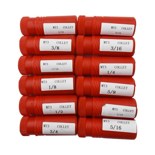 Solid Spare #3 Morse Taper Shank Collets 3MT MT3 1/8" - 3/4" Chuck Set 12 Pack