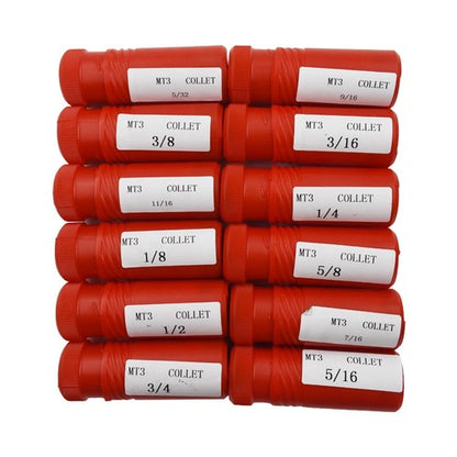 Solid Spare #3 Morse Taper Shank Collets 3MT MT3 1/8" - 3/4" Chuck Set 12 Pack