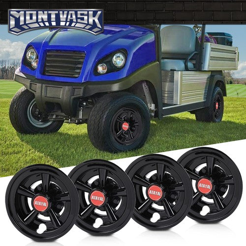 Solid Spare Golf Cart 8" Black Wheel Covers Fit For EZGO, Club Car, Yamaha- Universal