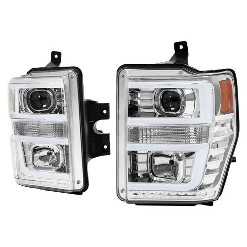 Solid Spare For 2008 2009 2010 Ford F250 F350 F450 LED Projector Headlights Headlamps Pair