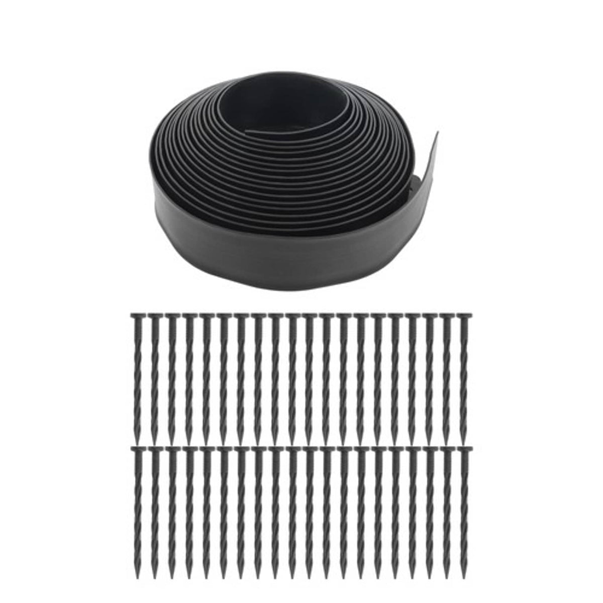 Solid Spare No Dig Lawn Border L-shaped Lawn Garden Edging Kit Plastic With Anchoring Spikes