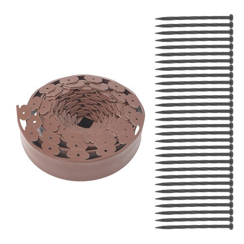 Solid Spare L-shaped Lawn Garden Edging Kit With Anchoring Spikes Plastic No Dig Lawn Border
