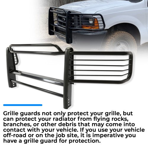Solid Spare Steel Grille Grill/Brush/Headlight Guard For 99-07 Ford F250-F550 Super Duty