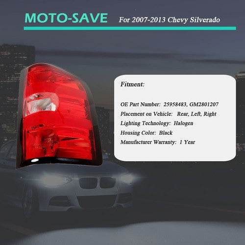 Solid Spare Tail Light For 2007-13 Chevy Silverado Pickup Brake Lamp Rear Left & Right Side