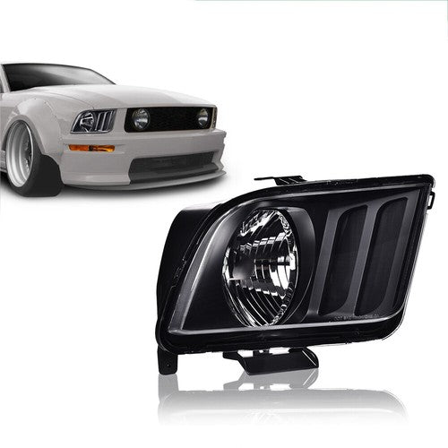 Solid Spare New Fit For 2005-2009 Ford Mustang Right Passenger Side Headlight Assembly Black
