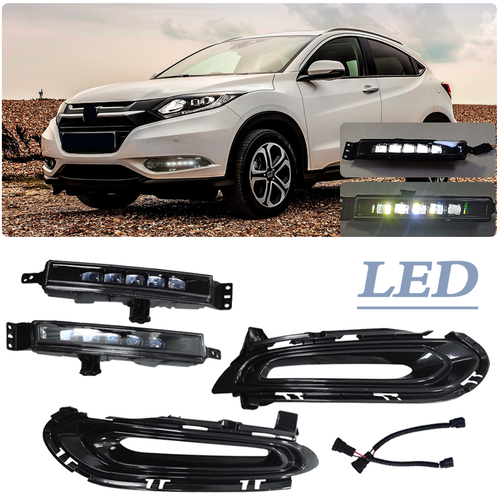 FIT 2016 2017 2018 Honda HR-V HRV Front LED Conversion DRL Fog lights Lamps Pair