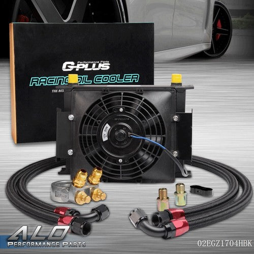 Solid Spare 30 Row AN10 Universal Aluminum Engine Oil Cooler +Thermostat Adapter Kit+ 7" Fan