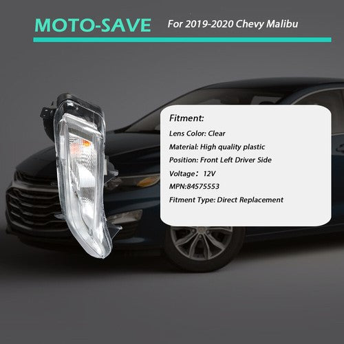 Solid Spare 12V Fog Light Assembly For Chevy Malibu L LS 4DR 19-20 84575553 Driver Left