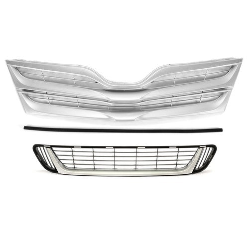 Solid Spare Upper & Lower Grille + Grille Molding For Toyota Venza 2013 2014 2015 2016