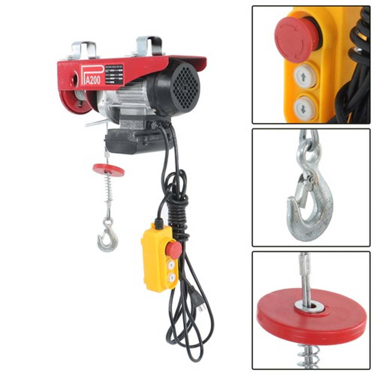 Solid Spare Mini Electric Hoist PA200 440lbs 14ft/4.2m Wired & 328ft/100m Wireless Remote