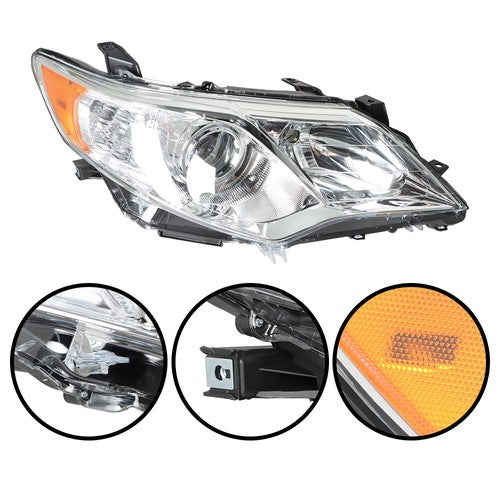 Solid Spare Front Headlights Assembly Fit For Toyota Camry 2012-2014 LH + RH Pair Clear Lens