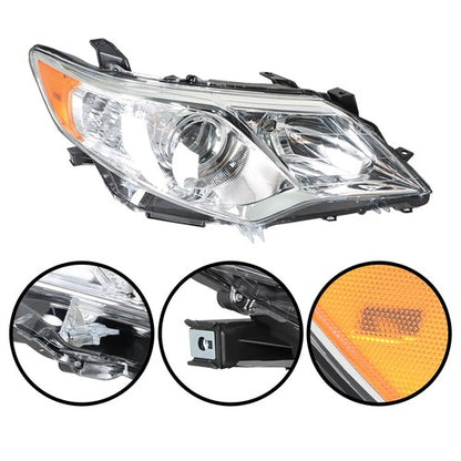 Solid Spare Front Headlights Assembly Fit For Toyota Camry 2012-2014 LH + RH Pair Clear Lens