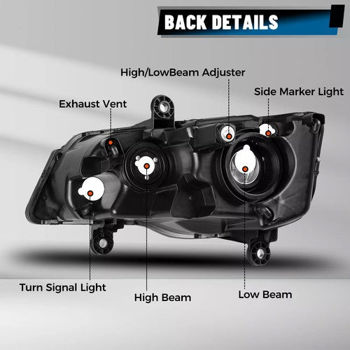 Solid Spare Passenger Side For 08-16 Chrysler Town & Country 11-20 Grand Caravan Headlight