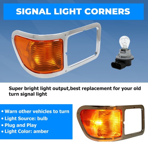 Solid Spare Passenger Side Headlight Bezel Signal Corner W/Bulb For 2000-2015 Ford F650 F750