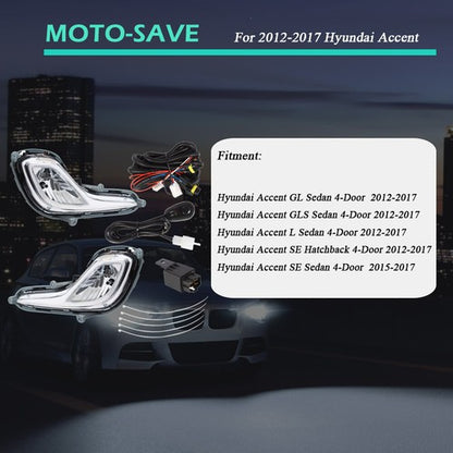 Solid Spare Front For Hyundai Accent 2012-2017 Bumper Fog Light Lamp Clear Lens w/Bulbs