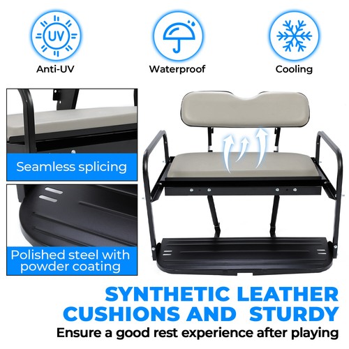 Solid Spare Rear Back Seat Kit Flip Folding For Yamaha G14 G16 G19 G22 Golf Cart Gray