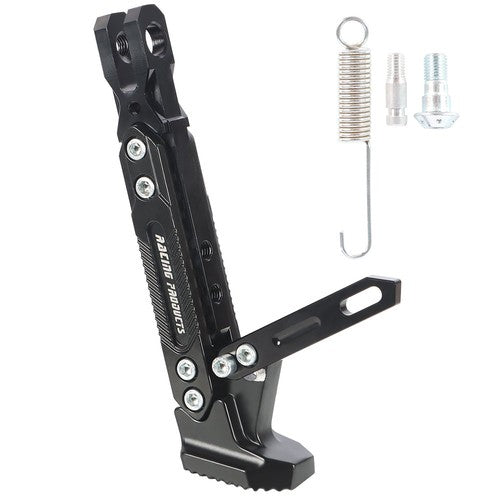 Solid Spare Motorcycle CNC Aluminum Alloy Adjustable Kickstand Foot Side Stand Black