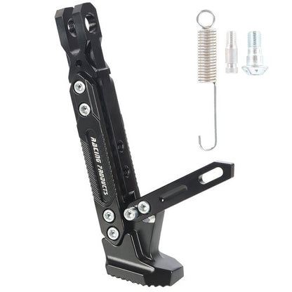 Solid Spare Motorcycle CNC Aluminum Alloy Adjustable Kickstand Foot Side Stand Black