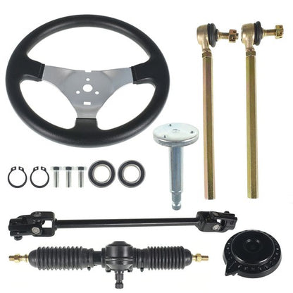 Solid Spare New 110cc Steering Wheel Assembly & Gear Rack Pinion Fit For Go Kart Quad Parts