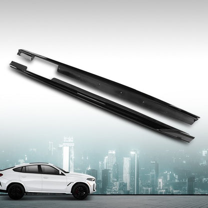 Solid Spare Side Skirts Extension Panel Fit For 2020-2025 BMW G06 X6 M Sport Gloss Black