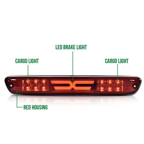 Solid Spare Fit For 04-12 Chevy Colorado/GMC Canyon LED 3rd Brake Light Cargo Lamp Red