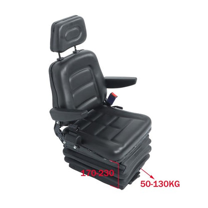 Solid Spare Suspension Adjustable Forklift & Tractor Seat Backrest Armrest Safety Belt