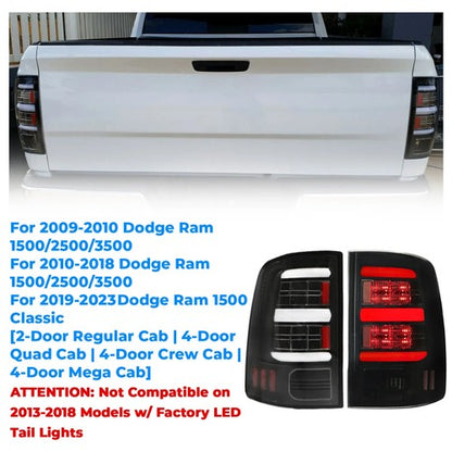 Solid Spare Black Tail Lights Brake Lamps LED Bar Light for 09-18 Dodge Ram 1500 2500 3500