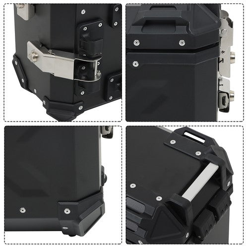 Solid Spare 36L Motorbike Hard Side Saddlebag Box Trunk Tour with Support Racks 2×Side Case