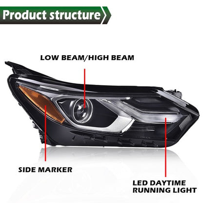 Solid Spare Passenger Right Headlight Headlamp Halogen w/LED DRL For 2018-2020 Chevy Equinox