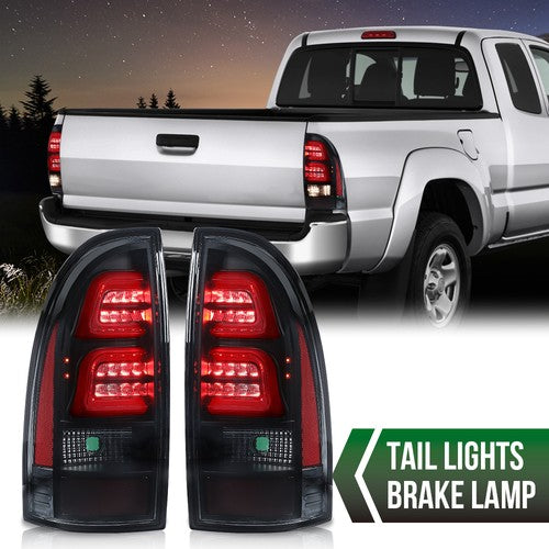 Solid Spare LED Tube Tail Lights Brake Lamps Smoke/Black Fit For 2005-2015 Toyota Tacoma