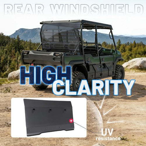 Solid Spare Smoked Windshield For Kawasaki Mule Pro FXT/DXT Tinted Rear Windshield