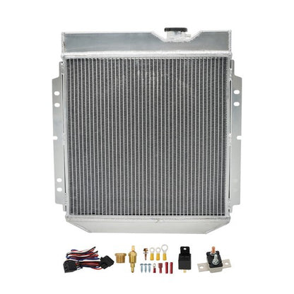Solid Spare For 61-65 Econoline Comet Mercury Comet 3 Row Radiator+Shroud+Electric Fan+Relay