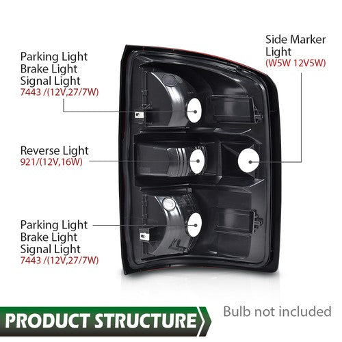 Solid Spare Rear Tail Light Driver Side Fit For 2014-2018 GMC Sierra 1500 2500 3500 HD